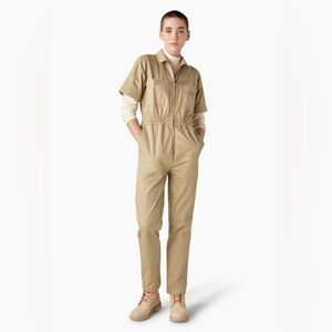 Dickies Women's Vale‎ khaki tan Coveralls overalls jumpsuit size Large new